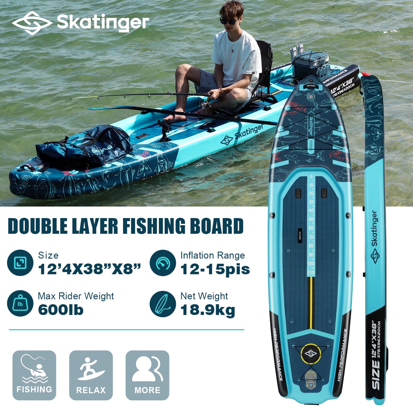 Deska SUP do wędkowania 12′4″