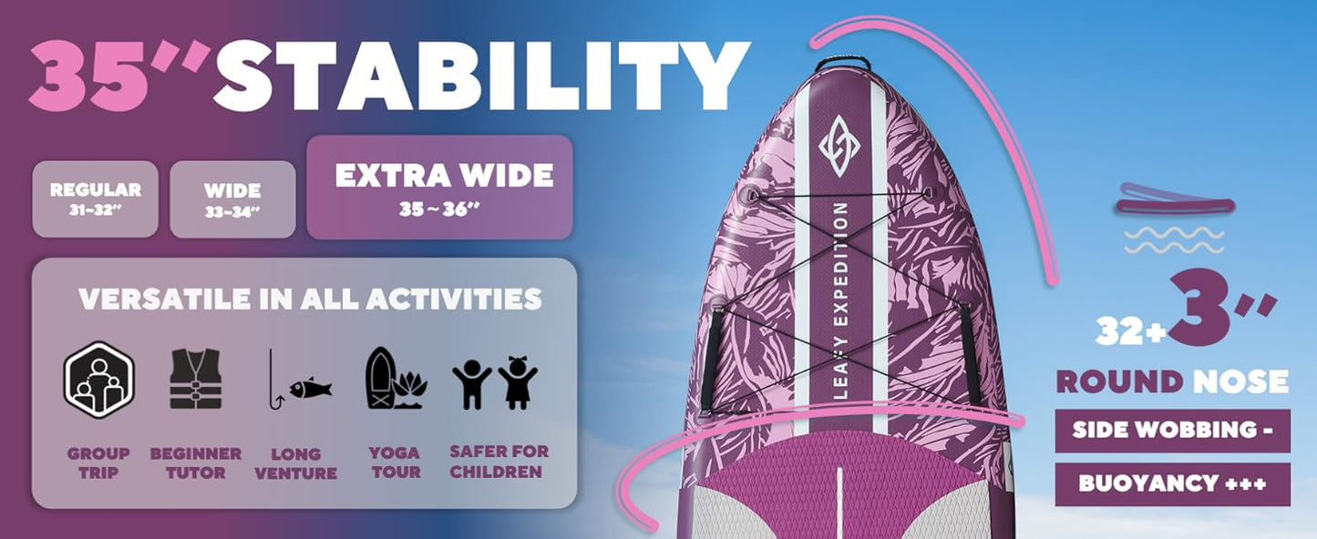 Leafy Expedition Pink 350x89x15 cm (11'6'') deska SUP do jogi