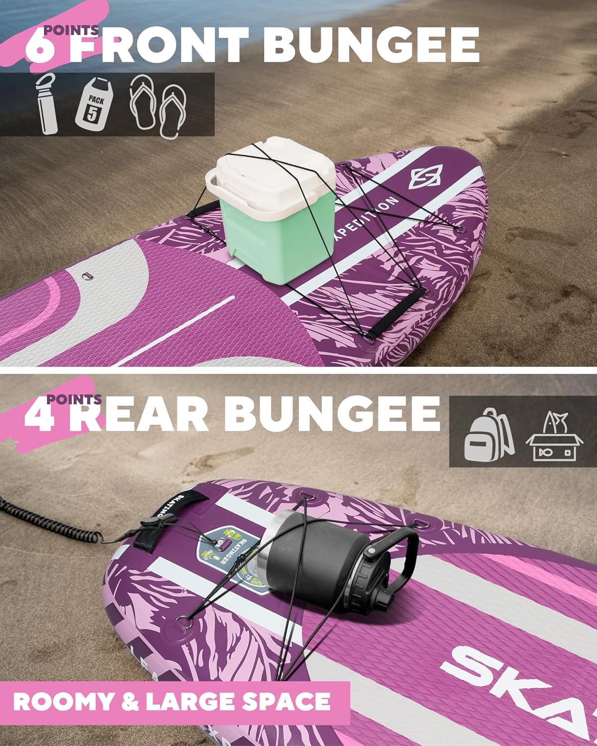 Leafy Expedition Pink 350x89x15 cm (11'6'') deska SUP do jogi