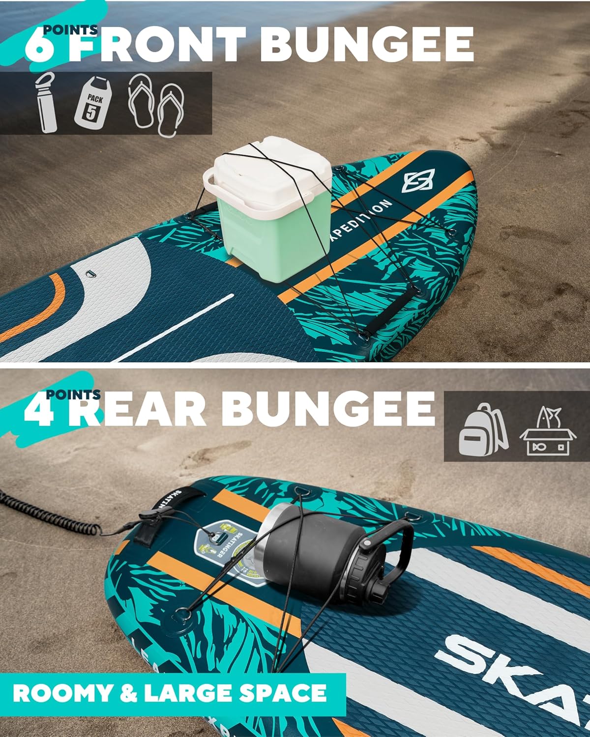 Leafy Expedition Green 350x89x15 cm (11'6'') deska SUP do jogi 