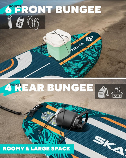 Leafy Expedition Green 350x89x15 cm (11'6'') deska SUP do jogi 