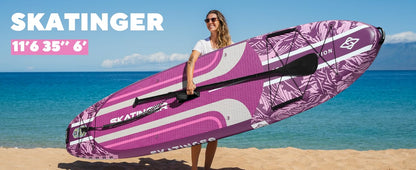 Leafy Expedition Pink 350x89x15 cm (11'6'') deska SUP do jogi 